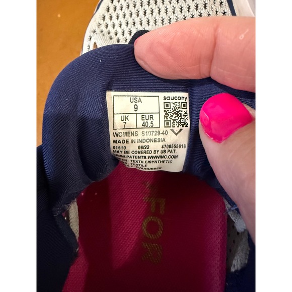 Saucony Ride 15 Running Shoes Womens 9 Grey Navy Gold S10729-40 Excellent PWRRUN - Picture 2 of 9